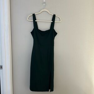 All in Favor| Emerald Green Bodycon Midi Dress, Slit Bottom•••NWT, Size M